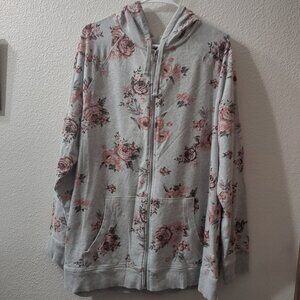 Torrid size 3 3x lightweight gray floral hoodie